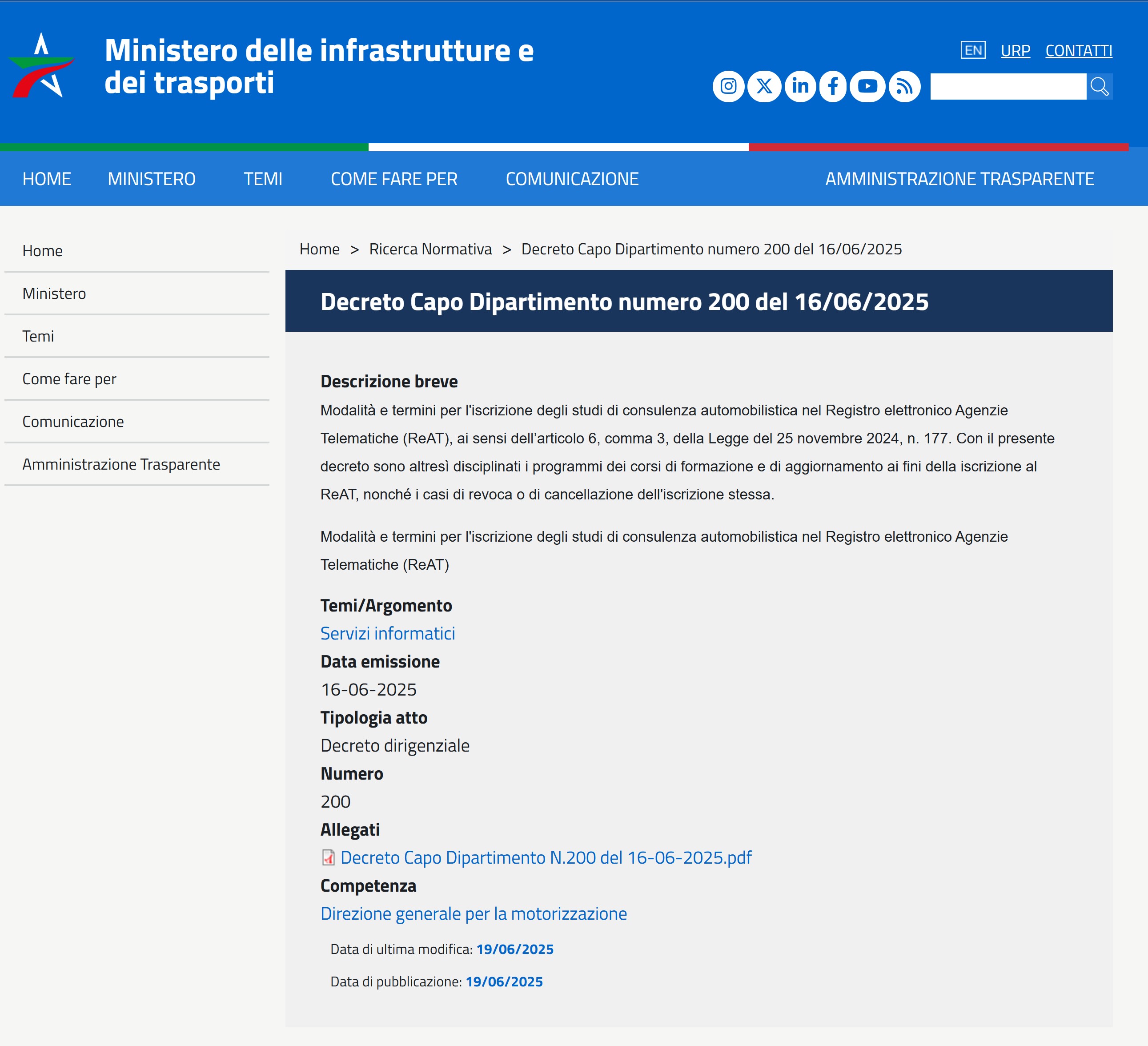 Decreto ReAT - Registro Unico Agenzie Telematiche